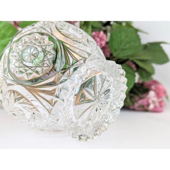 Clear Glass Round Pedestal Candy Bowl Vintage Pressed Glass Small Glass Bowl - Picture 10 of 10